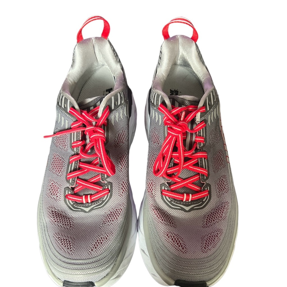 Hoka One One Bondi 6 Gray & Red Mens Athletic Running Shoes Size 11.5
B2